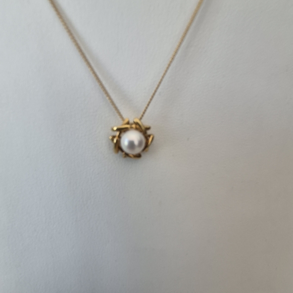 Tiffany & Co. Gold Necklace with Pearl Accent